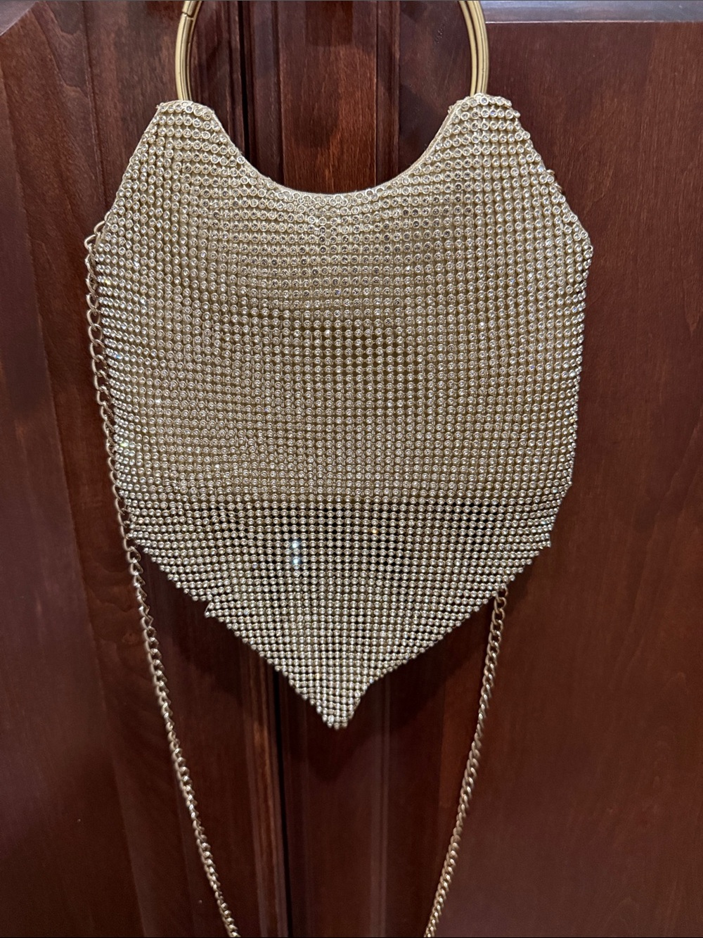 Rhinestone Mesh Chain Evening Bag